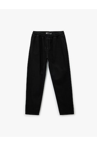 Koton Pamuklu Bol Beli Bağcıklı Baggy Jean Pantolon Siyah 6wam40174nd Siyah