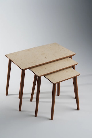 İstanbul Orta Sehpa Ve 3'lü Zigon Sehpa Seti Traverten