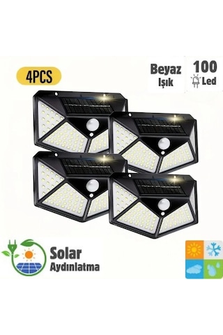 Hb-100 Model 4'lü Paket 100 Led Solar Hareket Sensörlü Güneş Ener