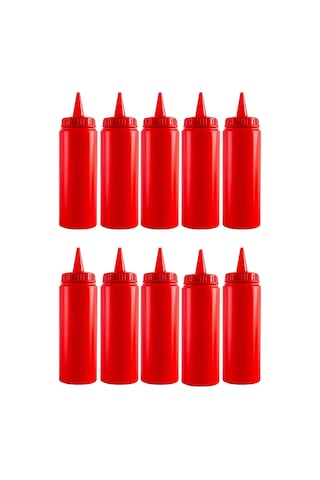 500 Ml. Fişek Sosluk Ketçap Mayonez 10 Adet Kırmızı