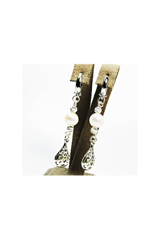 925 Ayar Gümüş Barok Incili Otantik Kadın Küpesi