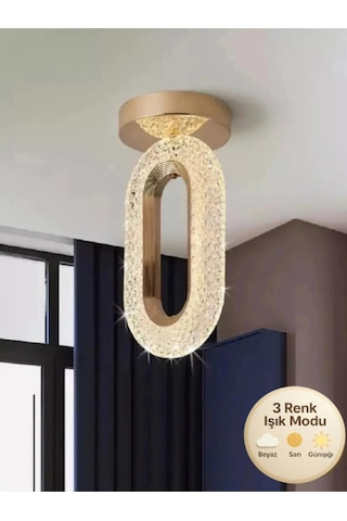 Eclipse Model Plafonyer Tavana Sıfır Gold 3 Renk Modu Koridor Yatak Odası Çocuk Odası Led Avize Metalik