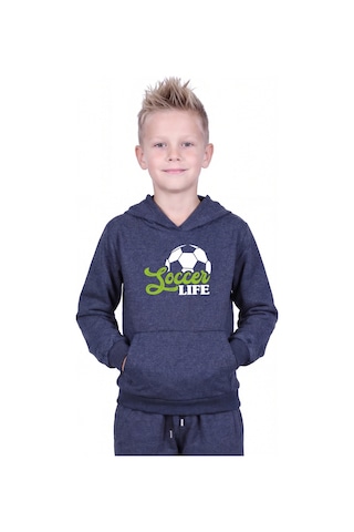 Panios Kids 3'lü Kanguru Cepli Kapüşon Detaylı Baskılı Erkek Çocuk 3 Parça Sweatshirt Antrasit - Lacivert - Siyah