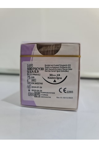 Trusynth Emilebilir Keskin Cerrahi İplik 0 3,5 Metric 30mm 3/8