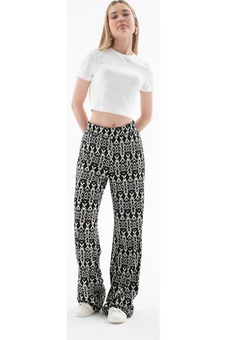 Fashion Friends Desenli Esnek Pantolon Siyah