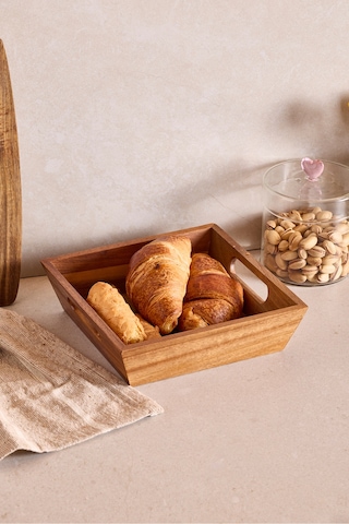 Akasya Ekmeklik 20x20x6 Cm Kahverengı Kahverengi