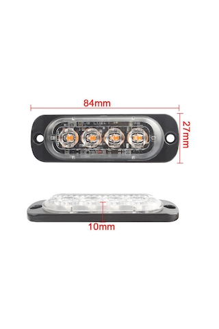 Monyee 4led Aluminyum Flaş Arıza Uyarı Lambası - Araba, Motosiklet, Kamyon İçin - Ipx-4 Su Geçirmez 12w Sarı 50000+ Saat Ömür