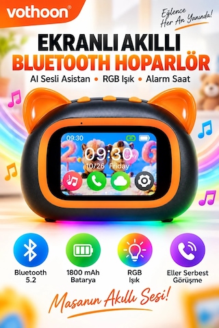 Tf39 Pro Yapay Zekalı Bluetooth Hoparlör Renkli Ekran, Rgb Işık, Alarm Ve Saat