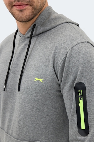 Slazenger Ozzy In Erkek Kanguru Cepli Kapüşonlu Gri Sweatshırt Gri