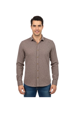 Raymons Erkek Spor Silim Fit Dokuma Gömlek Bgl-st04946 Vizon