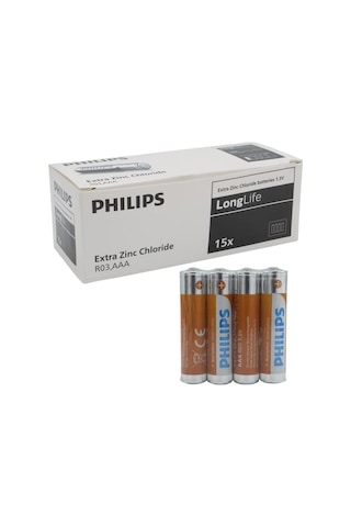 Philips Uyumlu  Longlife Extra Zinc-carbon İnce Kumanda Kalem Pili Aaa 60'lı Paket -206784