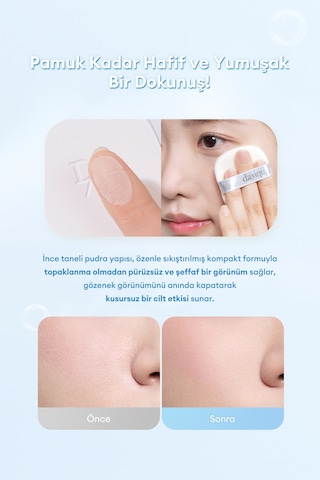 Dasique Sebum Dengeleyici Pürüzsüz Bitiş Sunan Transparan Kompakt Pudra Soft Cotton Powder Beyaz