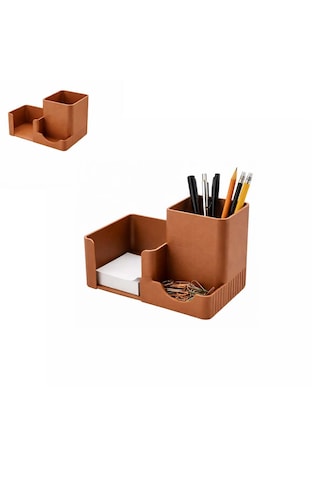 Özel Üretim 3 Bölmeli Notluk Ataşlık Kalemlik Vb. Masa Seti Ebat: 14,6 Cm X 8,4 Cm X 9,9 Cm Bakır