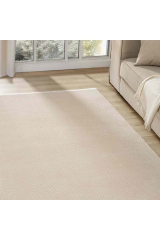 Bej Kabartmalı Soyut Modern Halı - Mk0556bjl