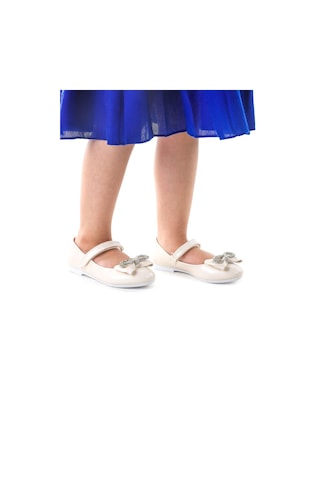 Kiko Kids Papyon Taşlı Cırtlı Kız Çocuk Babet Ayakkabı 254 Cilt Sedef 001