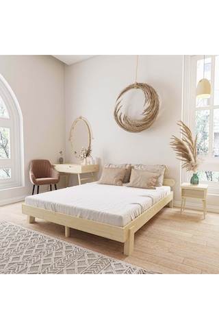 Damla Model Doğal Ahşap Karyola Ve 2 Komodin Set