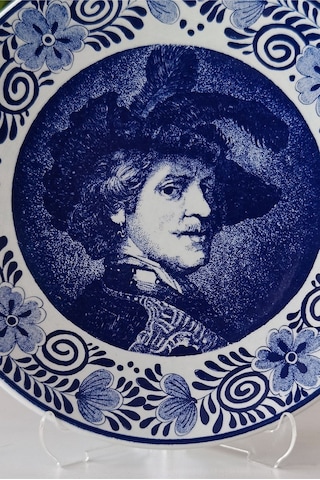 Nurantik Rembrandt Antika Porselen Duvar Tabağı 23 Cm Mavi