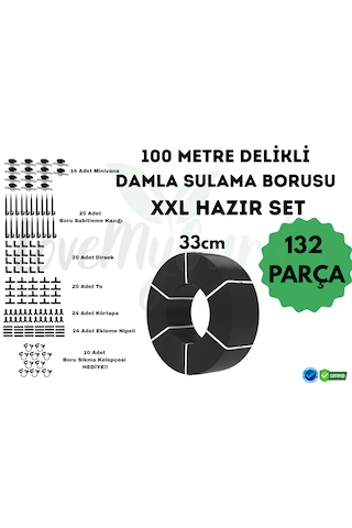 Lovemygarden 100 Metre Kendinden 33cm Delikli Damla Sulama Borusu Ve Xxl Sulama Seti - Ø16 Mm