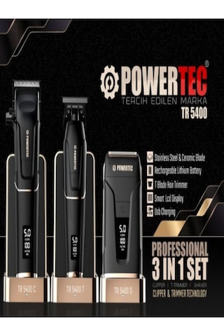 Powertec Tr 5400 Profesyonel Berber Tıraş Seti Saç Kesim & Ense Çizim & Sakal