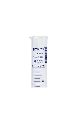 Borox Plastik Mezür 25 Ml - Uzun Form - Mavi Skala