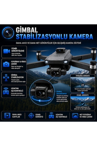 Gps Destekli Profesyonel Drone 4k Kamera, 3 Eksen Gimbal, Engelden Kaçınma Sensörü, Ekranlı Kumanda, Tek Tuş Eve Dönüş