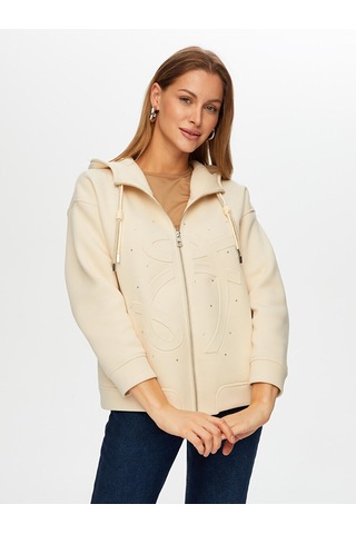 Faik Sönmez Relax Baskı Ve Taş Detaylı Kapüşonlu Sweatshirt W26swt010 Uw26swt01072 Taş