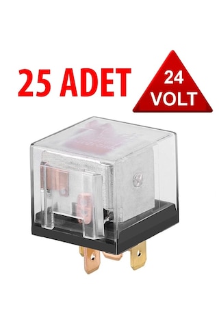 Skauto Üniversal Röle 24 Volt 40 Amper Şeffaf 5 Uçlu 24v 25 Adet