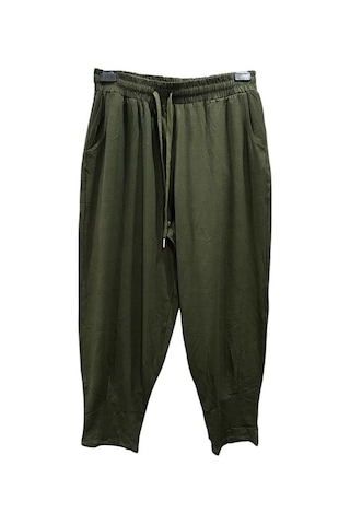 Petunya Butik Paça Pensli Viscon Pantolon Haki Yeşili
