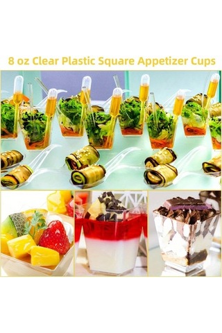 Willowhaven 52 Parça Kare Yeniden Kullanılabilir Ps Kek Bardakları - Pasta Ve Tatlı Tabağı