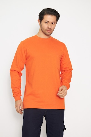 Orange Safety Sıfır Yaka Sweat %100 Pamuk Turuncu