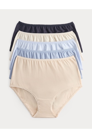Marks & Spencer 5'li Cotton Lycra Full Brief Külot Seti Mavi Mix
