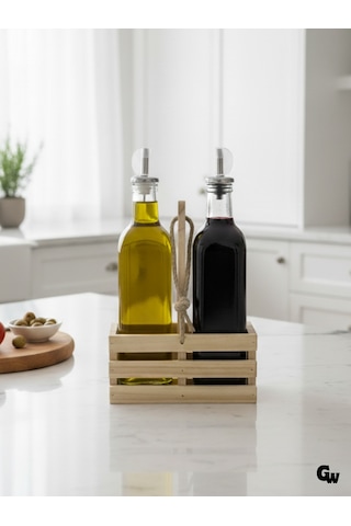 Ahşap Doğal 2li Set Yağdanlık Ve Sosluk Takımı Set Ihlamur - Kavak 1 Set Ahşap