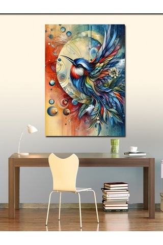 Kanvas Tablo Mavi Kuş Ve Desenler 70cmx100cm