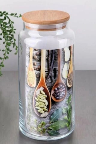 Gönül Gnl2737 Bambu Kapaklı Cam Kavanoz 1100 Cc 1 Adet Şeffaf