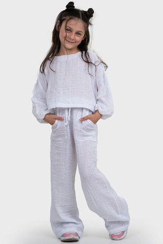3232 Kız Çocuk Takım Alt Üst Takım Beyaz