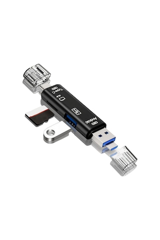 5 İn 1 Çok Fonksiyonlu Usb 2.0 Micro Sd Kart Okuyucu - Usb/micro Usb/type-c Çıkışlı, Otg Çevirici 5570 Diğer