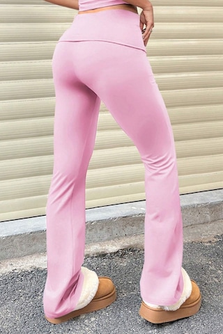 Genius Store Kadın Pantolon Pamuklu Likralı Süprem Esnek İspanyol Paça Spor Ve Günlük Pantolon Süprem-pantolon Pembe