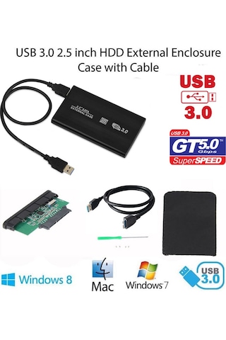 2.5 Usb 3.0 Harici Harddisk Ssd Hdd Sata Kutu Usb 3.0 Giriş Metal