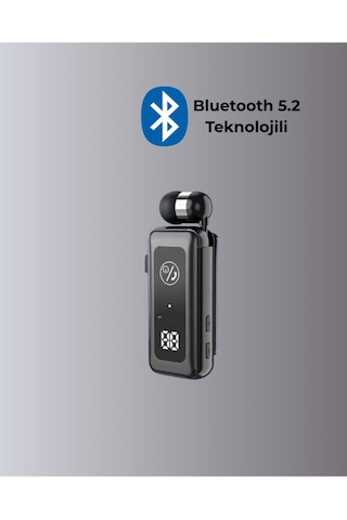 Bluetooth 5.2 Kablolu Makaralı Kulaklık Dijital Ekran Ve Titreşimli Bildirim - Diğer