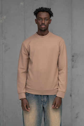 Fbı Slimfit Modal Kumaş Baharlık Sıfır Yaka Likralı Sweatshirt Açık Kahverengi