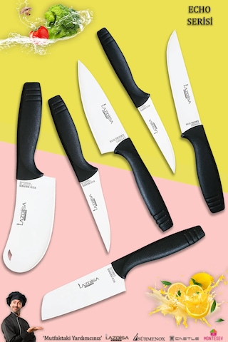 Eco Serisi Mutfak Bıçak Seti Et Sebze Börek 6 Lı Set Mft-7428 Siyah