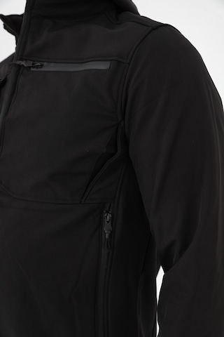 Camp Scoutland Camp456 Outdoor Softshell Su Ve Rüzgara Dayanıklı içi Polar Seyyar Kapüşonlu Erkek Siyah Taktik Mont Siyah