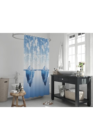 Zethome Jackline Banyo Duş Perdesi 5322 Çift Kanat 2x120x200 Mavi