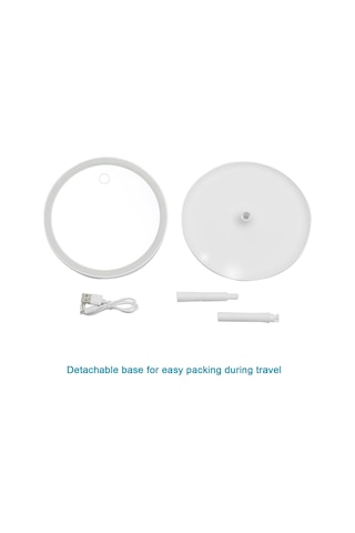 Vkemall Şarj Edilebilir Yuvarlak Makyaj Aynası L-ed Işık Ekran Anahtarı Çıkarılabilir Ta