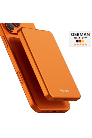 Woyax Magsafe Powerbank 5000mah Slim Hızlı Taşınabilir Batarya İphone 11 12 13 14 15 16 17 Pro Max Samsung Turuncu