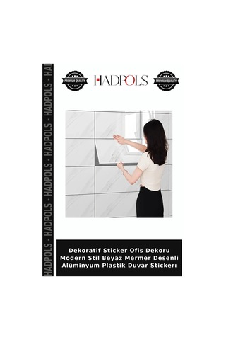Dekoratif Sticker Ofis Dekoru Modern Stil Beyaz Mermer Desenli Alüminyum Plastik Duvar Stickerı