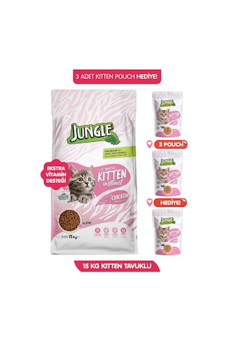 15 Kg Yavru Kedi Maması Tavuklu Kitten Mama 3 Adet Kitten Pouch Hediyeli Ekstra Vitamin Destekli