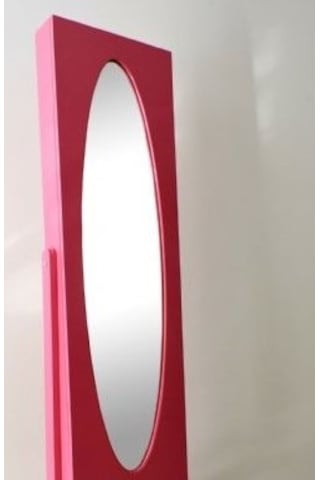 Ayna Takı Dolabı Boy Ayna Kayın Md Parlak PEMBE Lake Boya Natüre Klasik Mobilya El Yapım Ahşap