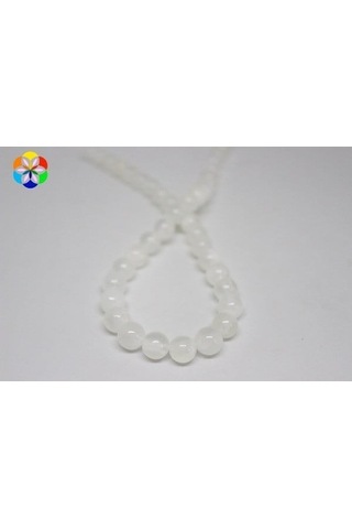 Yasamtohumu Selenit Taşı Yarım Dizi 10 MM 18 CM Gümüş
