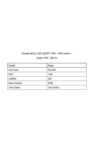 Kcl040 Kendal Akıllı Led Şerit 12w 200 Lümen, Rgb